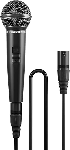 Phenyx Pro Micrófono vocal dinámico, micrófono cardioide con interruptor de encendidoapagado, cable XLR de 16.4 pies, clip de micrófono, bolsa de