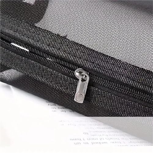 Trousse de maquillage en maille transparente avec fermeture éclair robuste
