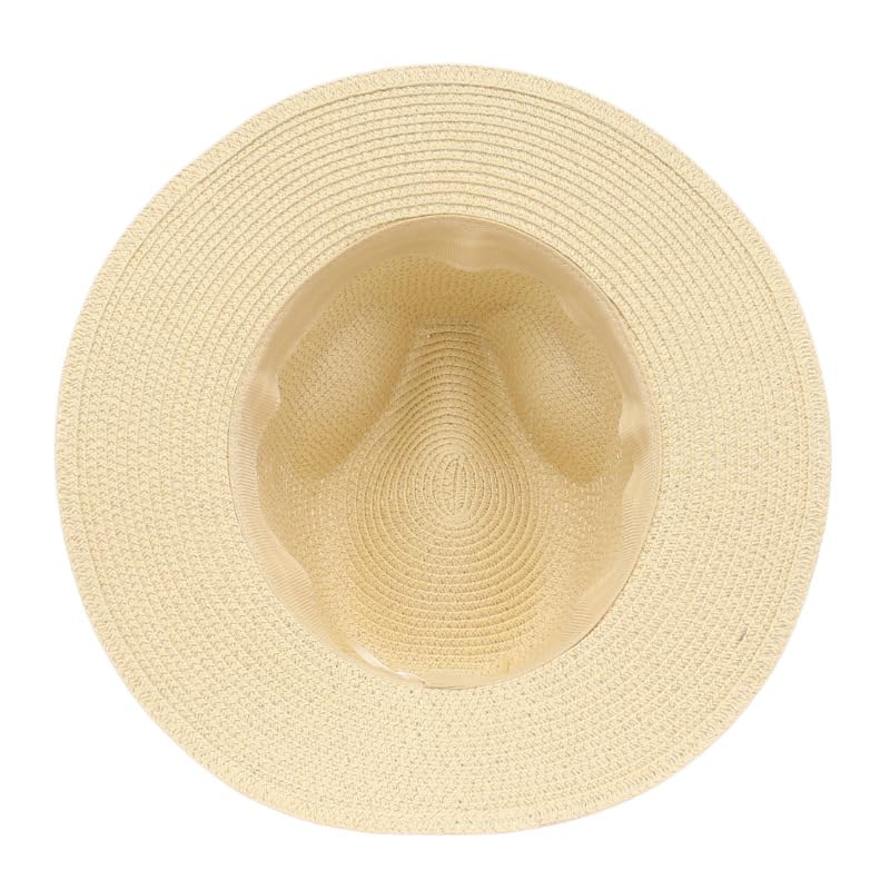 Kids Wide Brim Straw Panama Roll up Hat Fedora Boys Girls Beach Sun Hat UPF50+3
