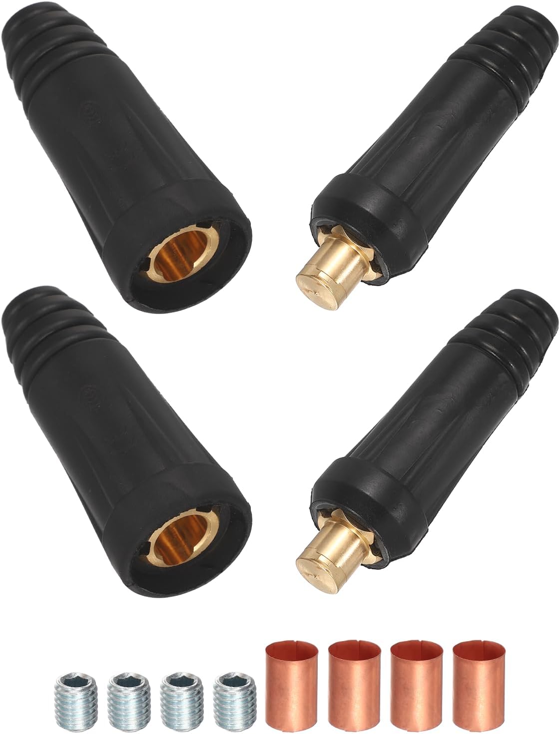 MECCANIXITY 2Pack DKJ 50-70 Welding Leads Connector for 2/0-1 AWG Cable, EU-Style 400A Quick Connectors Plug & Socket Set for Welding Machine Accessories, Black/Red