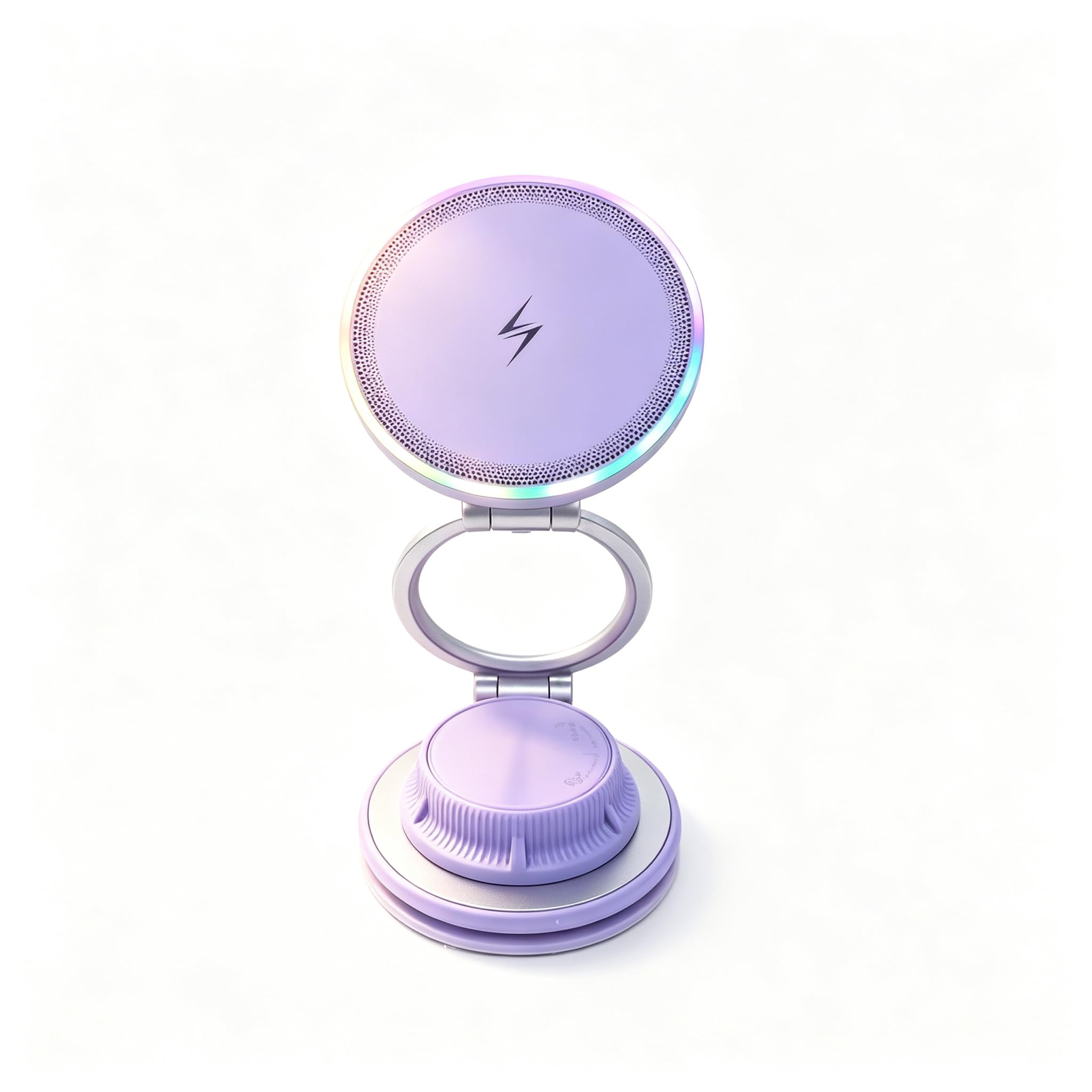 Purple Fast Wireless Car Charger, Magnetic Dashboard Phone Holder, 360 Rotating Foldable Bracket, Compatible with MagSafe