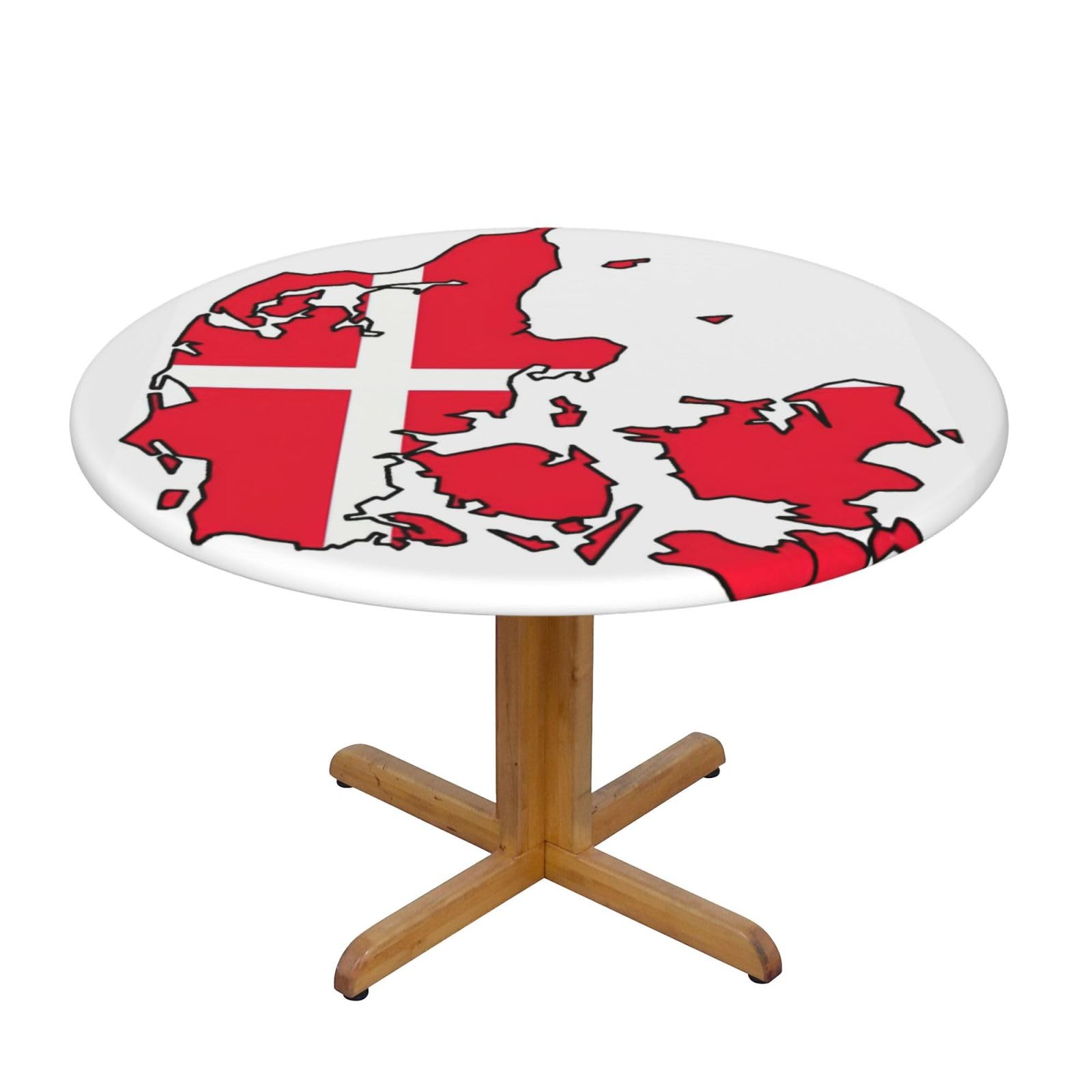 Danish Flag Map Print Oxford Wipeable Tablecloth Oil-Resistant Outdoor Table Cover Reusable Birthday Table Protector
