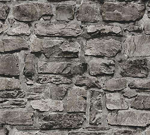 A.S. Création Vliestapete Il Decoro Tapete in Naturstein Optik 10,05 m x 0,53 m schwarz Made in Germany 363704 36370-4