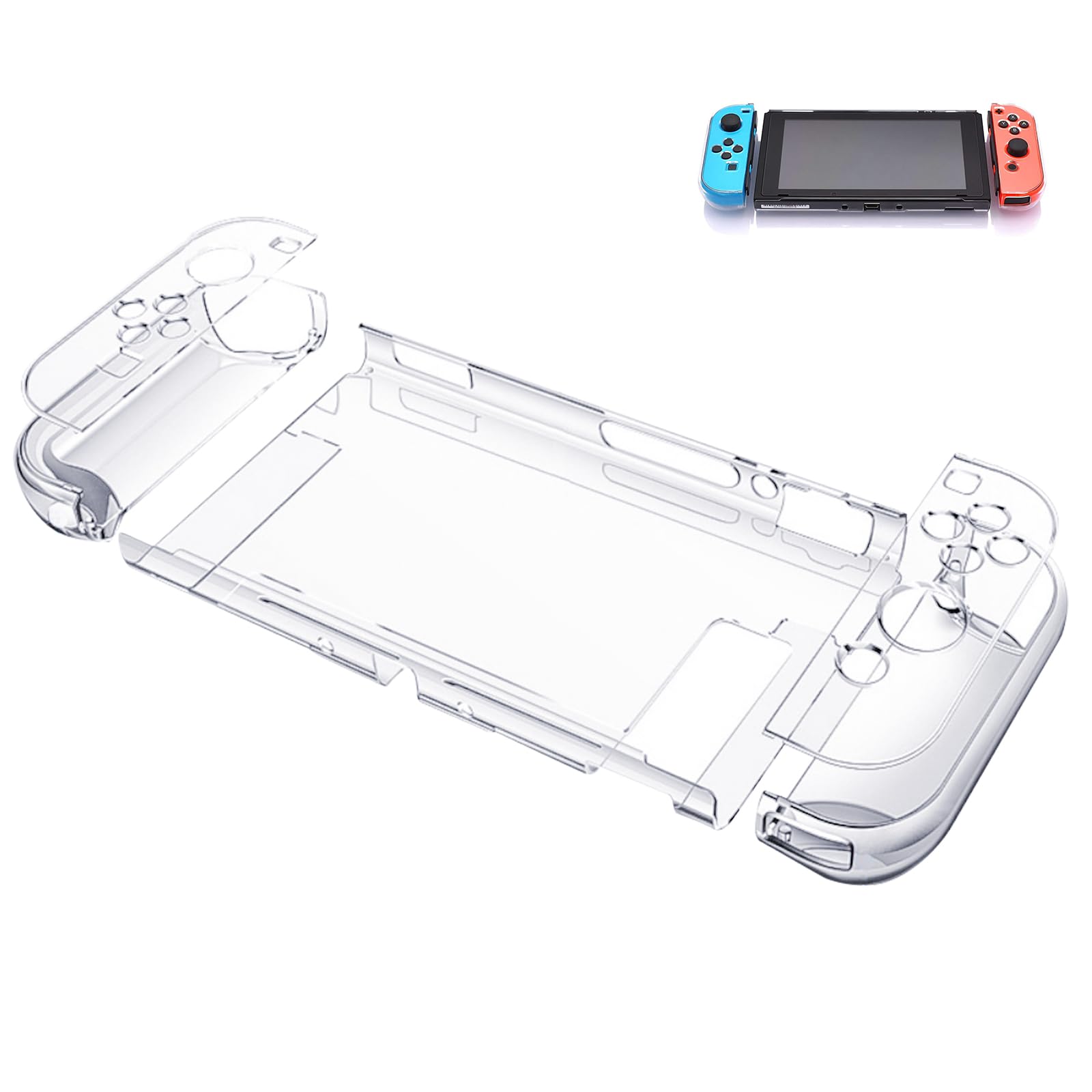 WesokeClear Case for Nintendo Switch, Dockable PC Protective Case Cover Compatible with Nintendo Switch and Joy Con Controller