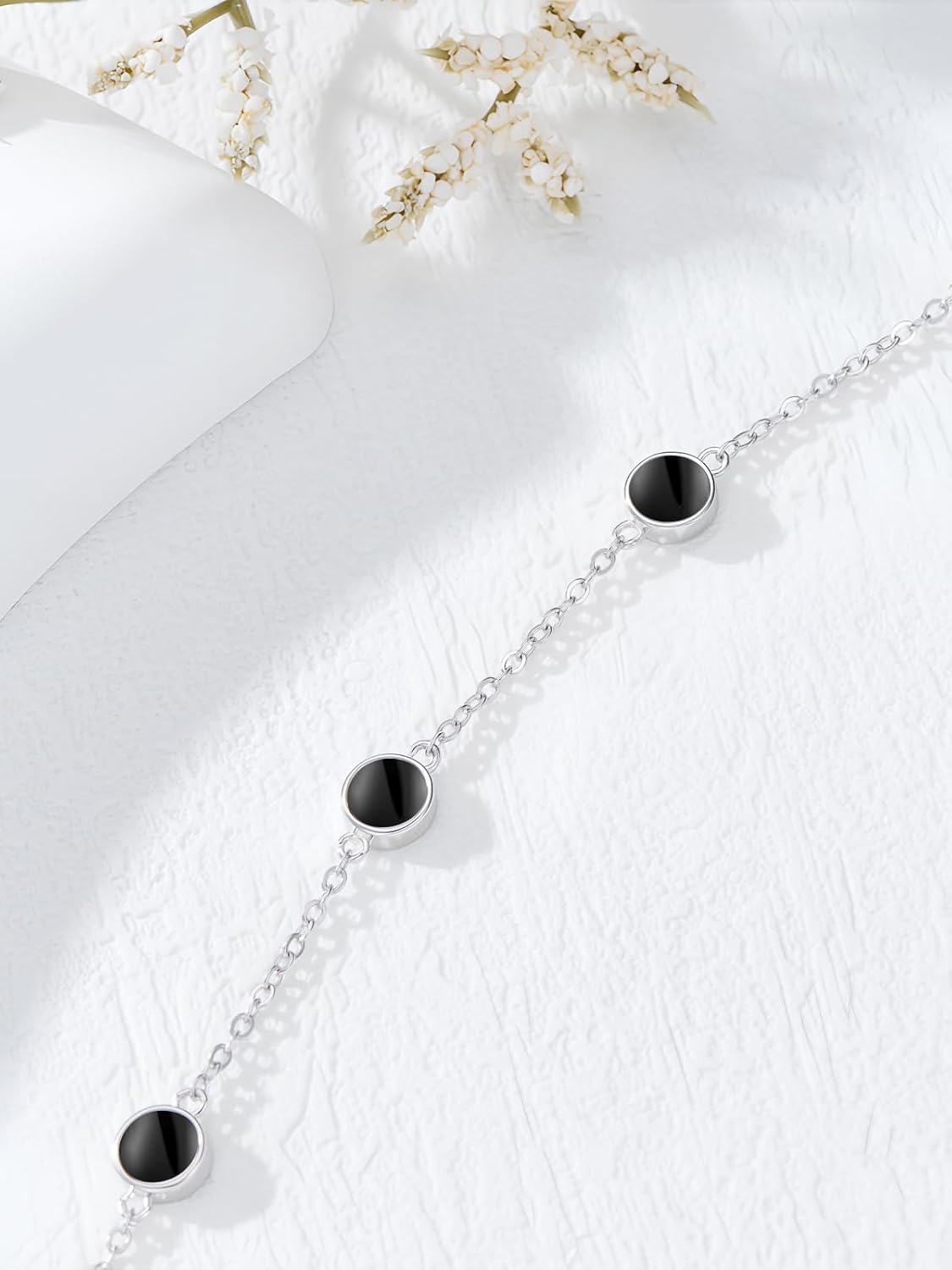 Dorunmo Ankle Bracelet for Women 925 Sterling Silver Natural Stone Bracelet Anklet Summer Beach Jewelry Birthday Gifts for Mom