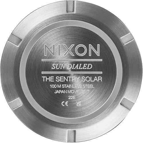 Miniatura 4 de NIXON Sentry Solar A1347-328.1 ft - Reloj analógico de acero inoxidable resistente al agua (esfera de reloj de 1.57 pulgadas, correa de cuero