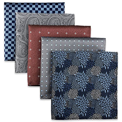 Shlax&Wing 5 Pieces Assorted Mens Pocket Square Handkerchiefs Set Lot 75