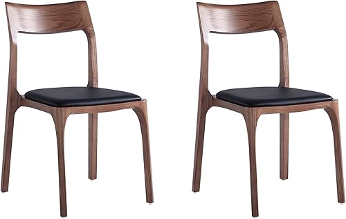 Manhattan Comfort Modernas sillas de comedor apilables con asiento tapizado de piel sintética, acolchado de espuma y marco de madera maciza,