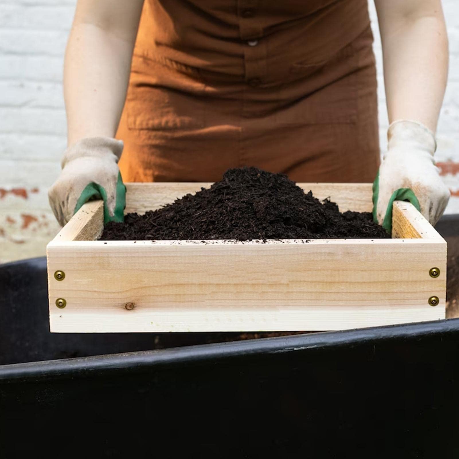 suelo para jardinería, suelo madera 11.81 pulgadas para jardín, suelo duradero y reparable, tamiz para, suelo, musgo turba, hojas,