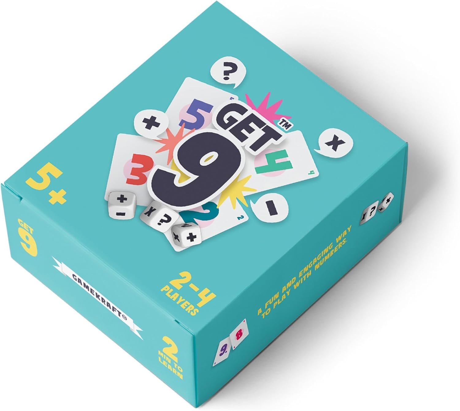 GET 9 Card and DICE Game, Family Game for 2-4 Players, 78 Cards with 4 Wooden Dice, Multiple Skill Levels