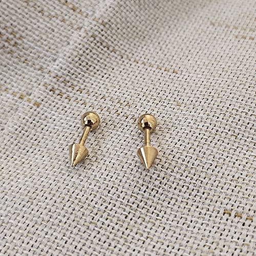 Minimalist Spike Stud Earrings for Women Men Stainless Steel Cool Tiny Cartilage Helix Tragus 16g Screw Back Piercing Studs Hypoallergenic Sensitive Ears Birthday Jewelry Gifts Bff4