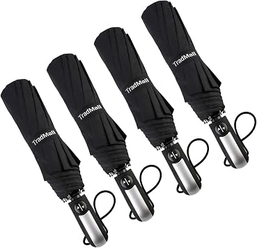 TradMall 4 Pack Travel Umbrella Windproof Portable 46 Inches Large Canopy Ergonomic Handle Auto Open & Close