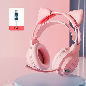 Amazon.co.jp: 猫耳ヘッドホン（猫耳取り外し可能） ゲーミング