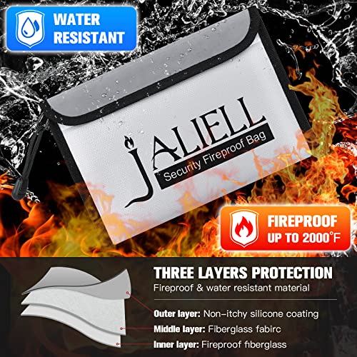 Fireproof Money Bag (9.5X6.5 Inches), 2 Pack Non-Itchy Waterproof And Fireproof Bag With Zipper, Small Fireproof Safe Box Money Pouch Envelope Container For Cash,Passport,Currency,Keys (Black & Grey) #TOP1