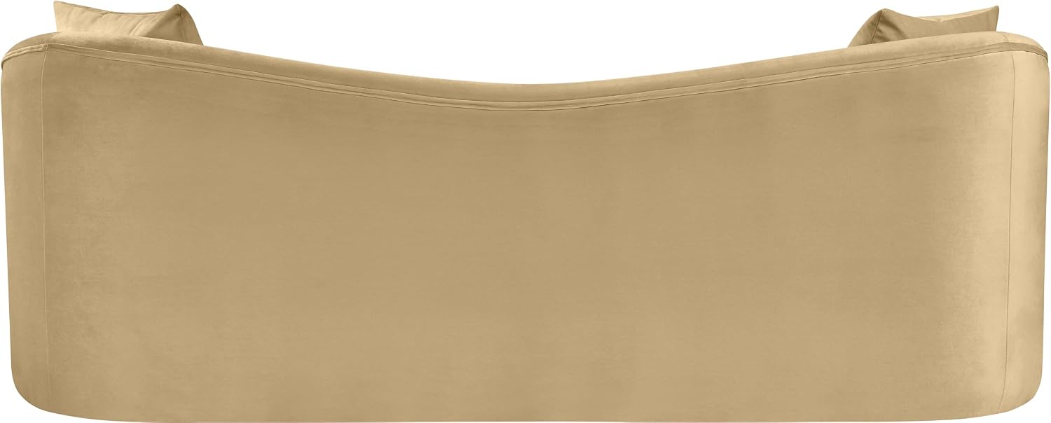 Meridian Furniture 44052Camel-S Destin Collection Modern | Contemporary Sofa with Ultra Luxe Camel 460 GSM Velvet, Rich Curves, 91" W x 34.5" D x 31" H, Camel