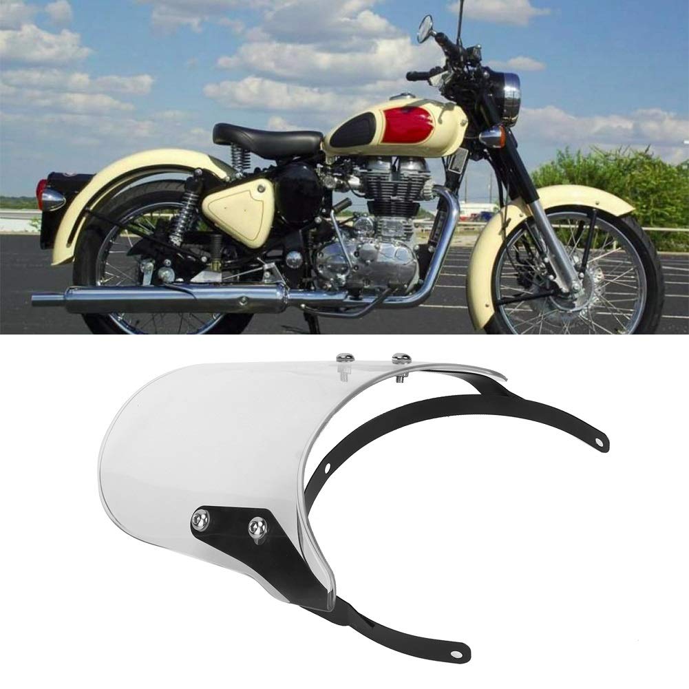 VOBOR Parabrezza Universale, Parabrezza Naked Classic 500c Trasparente, Deflettore Vento Moto Universali Cupolino Compatibile con Royal Enfield