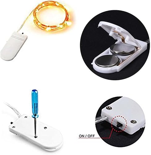 Miniatura 3 de Paquete de 12 tiras de luces LED estrelladas, 20 luces LED micro estrelladas en cable de cobre plateado de 7 pies. Alimentado por 2 CR2032