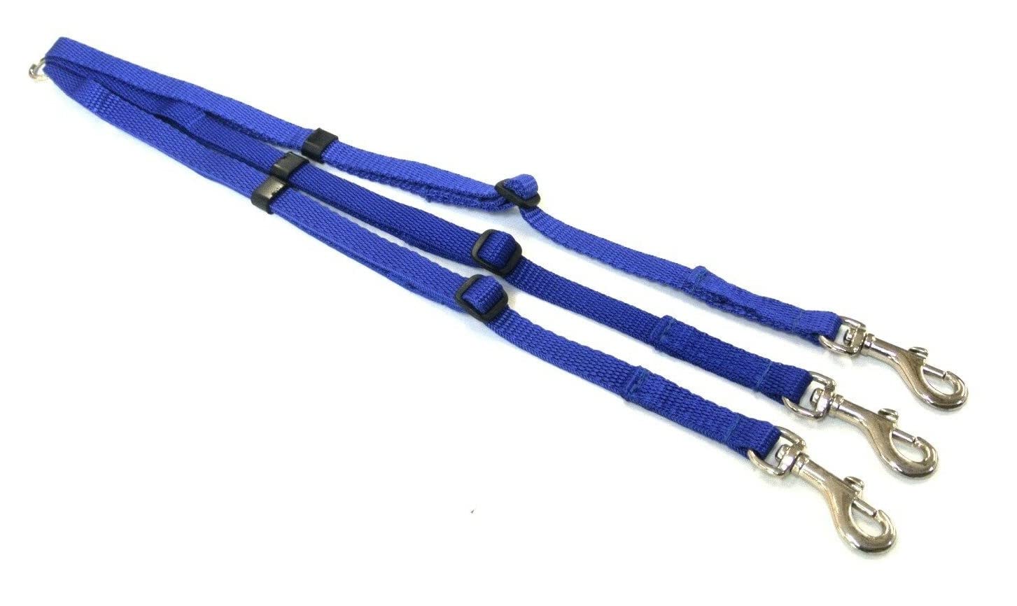 Dog Coupler/Splitter Lead Dual Walking Leash Adjustable 13mm Webbing 3 Way Splitter (Royal Blue)