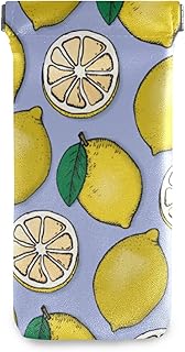 susiyo Lemon Fruit Glasses Case Portable Microfiber PU Leather Soft Sunglasses Bag Eyeglasses Pouch Holder Squeeze Top for Women Men