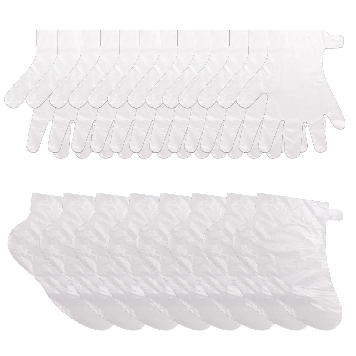 LEEQ Calzini USA e Getta in plastica e Guanti monouso - Plastica Trasparente Monouso Stivaletti, Fodere da Bagno in Cera paraffina per Piedi, per Pedicure Hot Spa Cera Trattamento(200pcs)