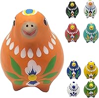 Hand-Painted Orange Clay Bird Figurines - Folk Art Collectibles for Good Luck, Feng Shui Home Decor & Unique Gifts