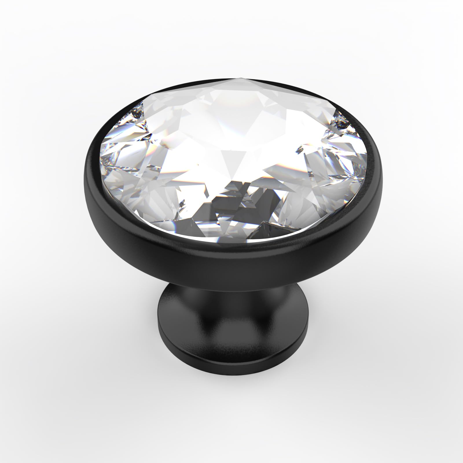 Asidrama Matte Black Kitchen Cabinet Knobs - 10 Pack Clear Crystal Drawer Knobs for Dresser and Cabinet Hardware