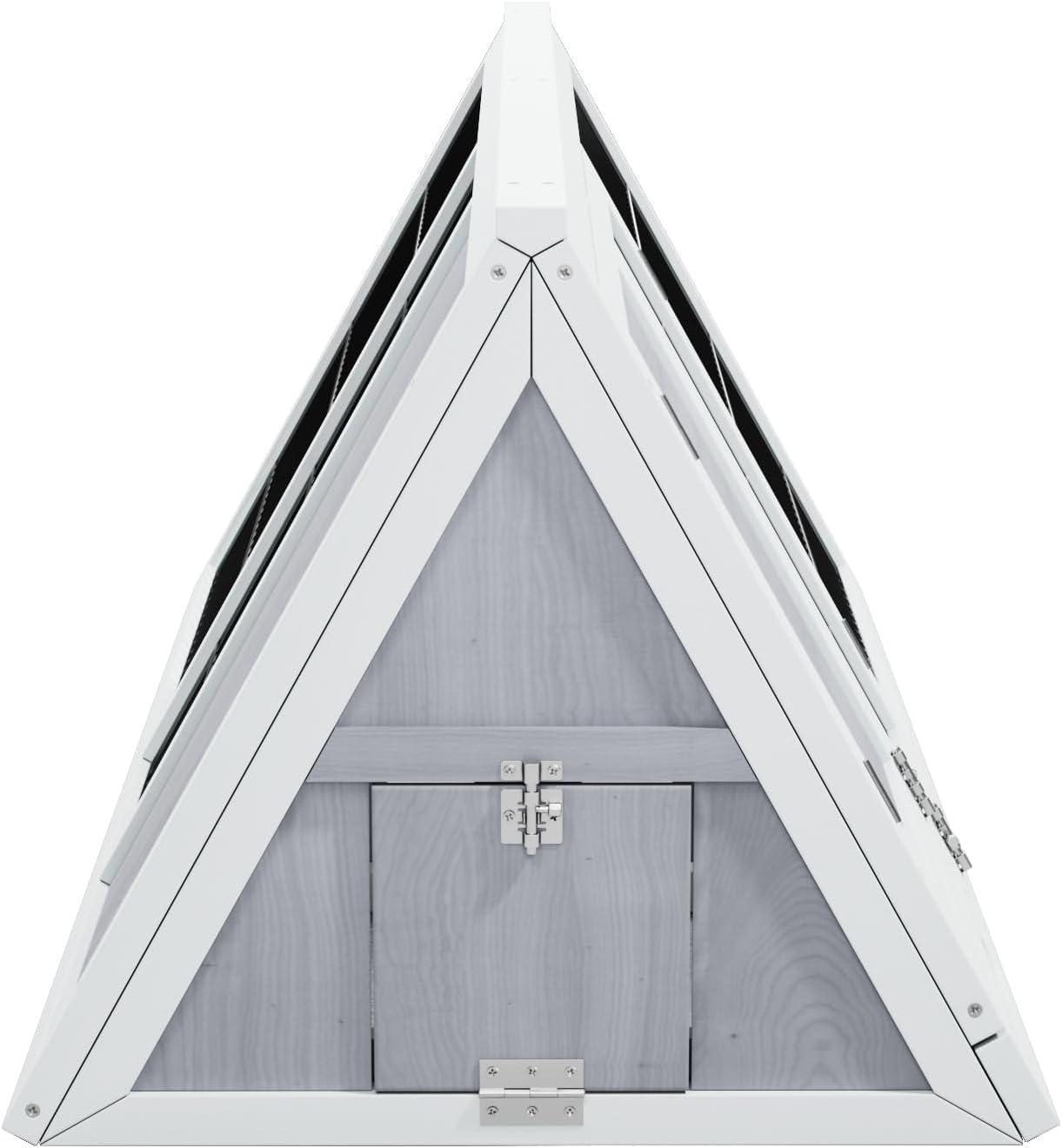 Small Chicken Coop Outdoor,Wooden Chicken Run for 2 Chickens,A-Frame Rabbit Hutch Poultry Quail Cage with No-Leak Tray,Thickened Wire Mesh for Small Animals (White)