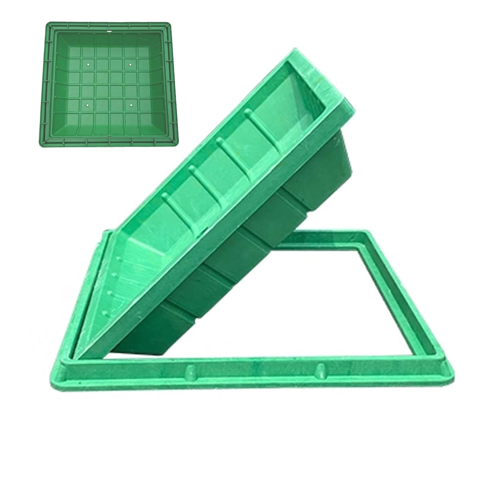 Recessed Manhole Cover, Round/Square Resin Drain Cover with Base, Outdoor Garden Septic Tank Covers, Weather Resistant, Invisible Design(Square 100 * 100CM/39.4 * 39.4IN)