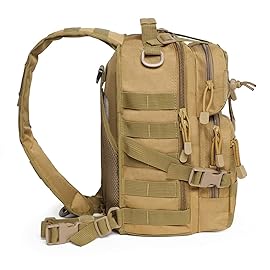 hopopower Tactical Sling Bag Pack Military Assault Rucksack Shoulder Bag Backpack Chest Pack Handbag Waterproof for Travel School Hiking Camping Trekking Exploring Fishing Hunting
