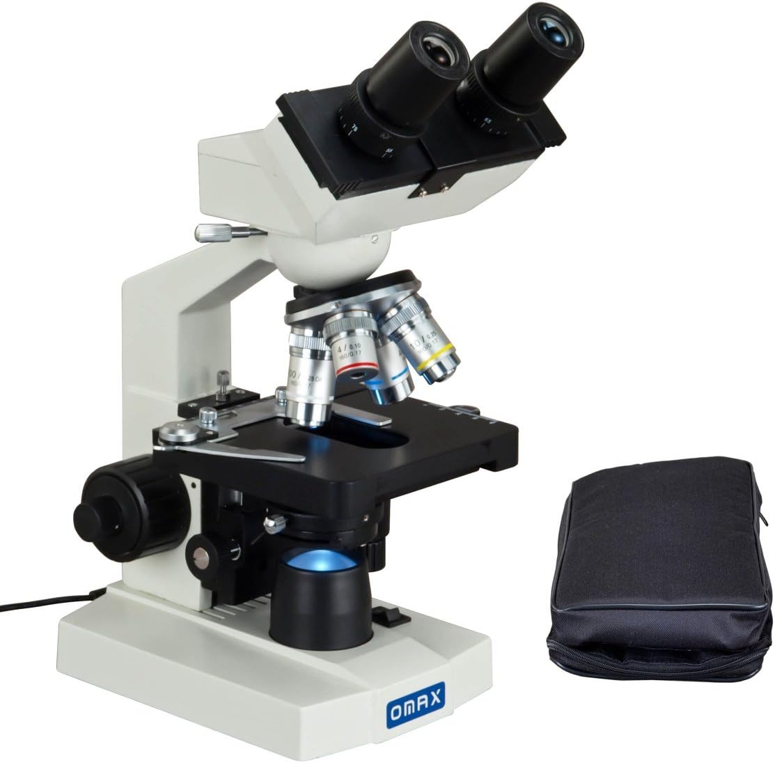 OMAX 40X-2500X Lab Binocular Biological Compound LED Microscope with Vinyl Carrying Case