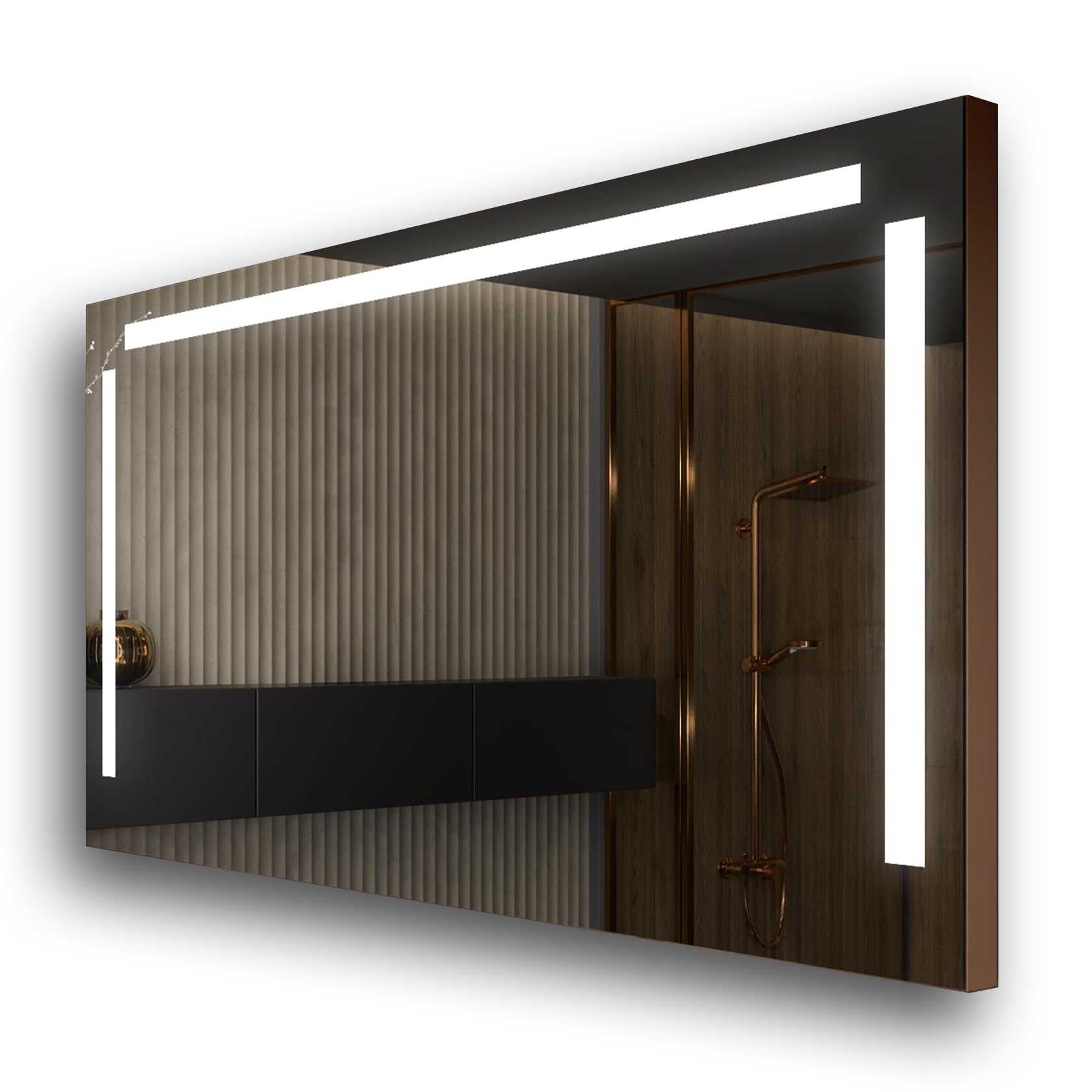 FORAM Badspiegel 150x50 cm LED134 x52, Mit Rahmen, Beleuchtung