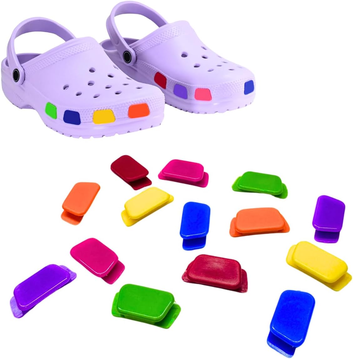 14 Pack Colored Shoe Charms, Compatible with Classic Crocs, Crush Crocs and All Terrain Crocs, Functional Charms for Girls, Boys, Kids, Teens, Men, Women