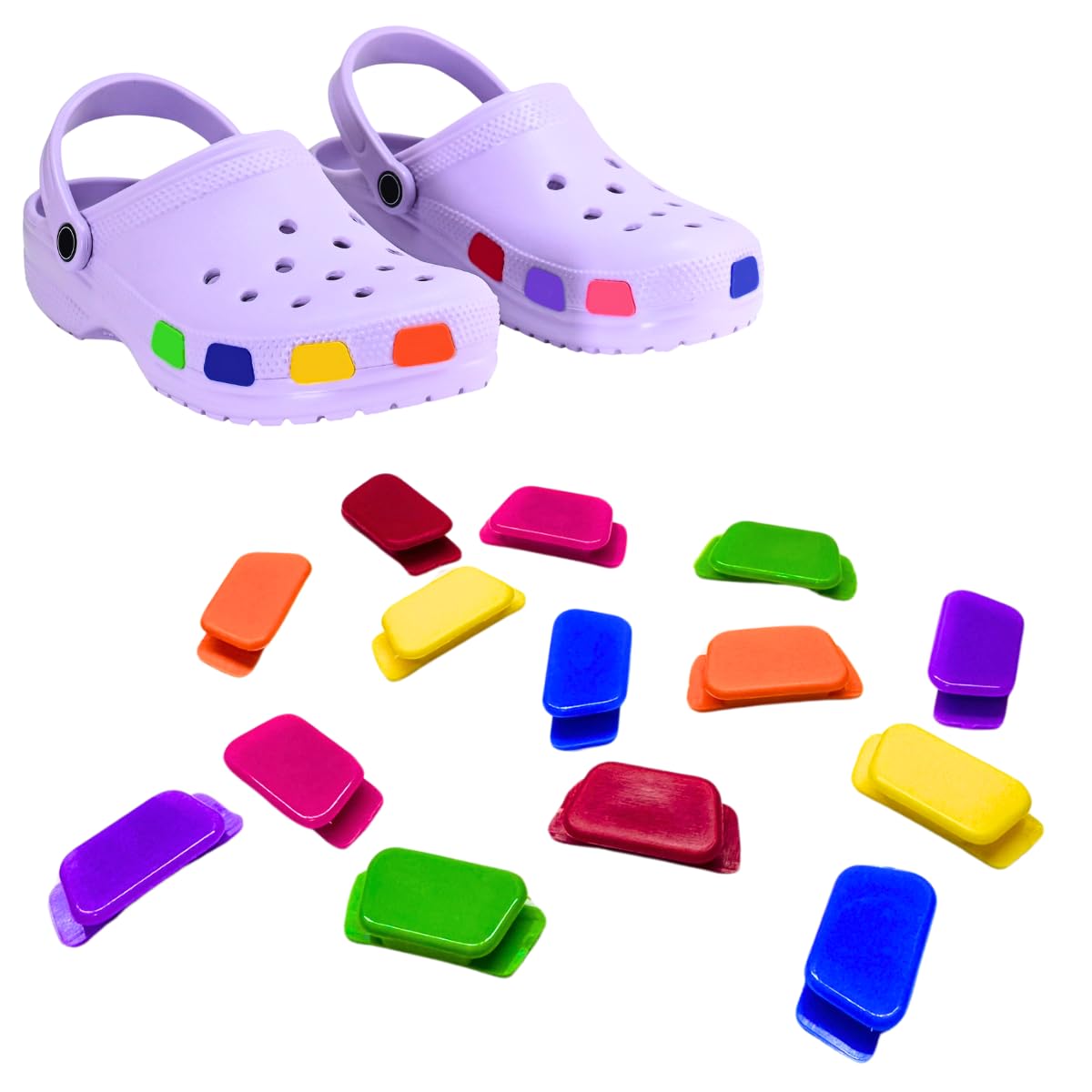 14 Pack Colored Shoe Charms, Compatible with Classic Crocs, Crush Crocs and All Terrain Crocs, Functional Charms for Girls, Boys, Kids, Teens, Men, Women