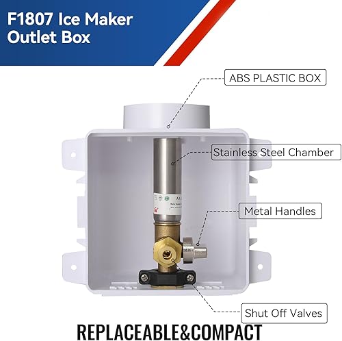 Miniatura 3 de Caja de salida para máquina de hielo con pararrayos de martillo de agua, entrada PEX de crimpado de 12 pulgada y conexión de salida de compresión de
