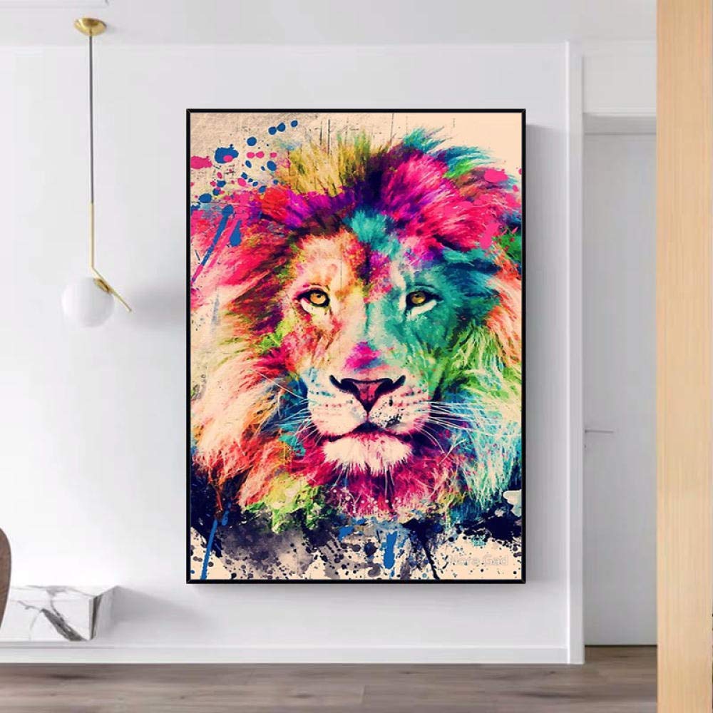 Amazon.co.jp: 落書きアートパネルカラフルライオンポスターPoster抽象