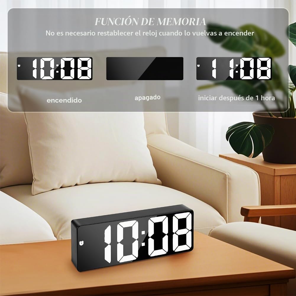 flintronic LED Despertador Digital, Reloj Despertador Digital con Temperatura, Puerto de Carga USB/Batería, 12/24 Horas, 4 Brillo Ajustable, para el Hogar, Dormitorio, Oficina, 7in