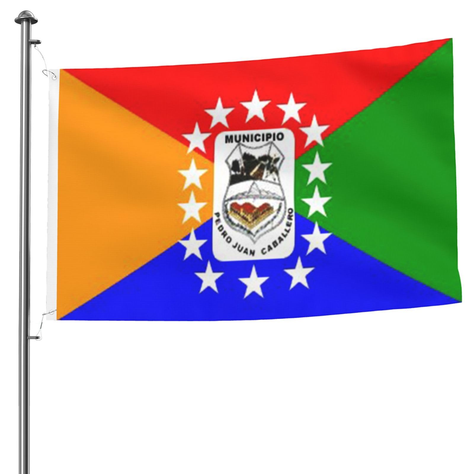 Banderas De Tela Multicolor En Un Cable Con Luc Imagen De Archivo