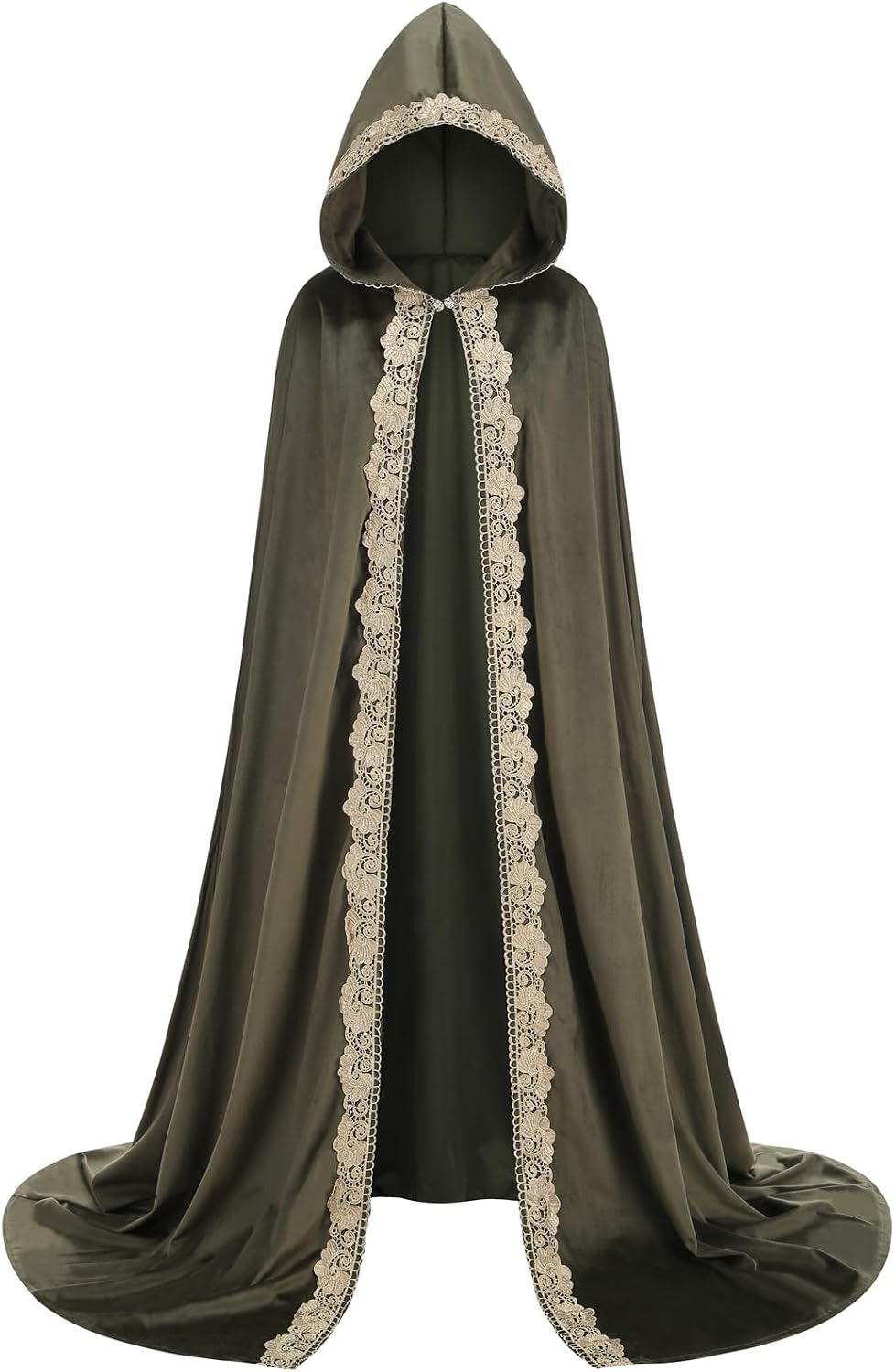 GRAJTCIN Medieval Cloak with Hood Women Renaissance Cape Victorian Royalty Retro Lace Halloween Costume