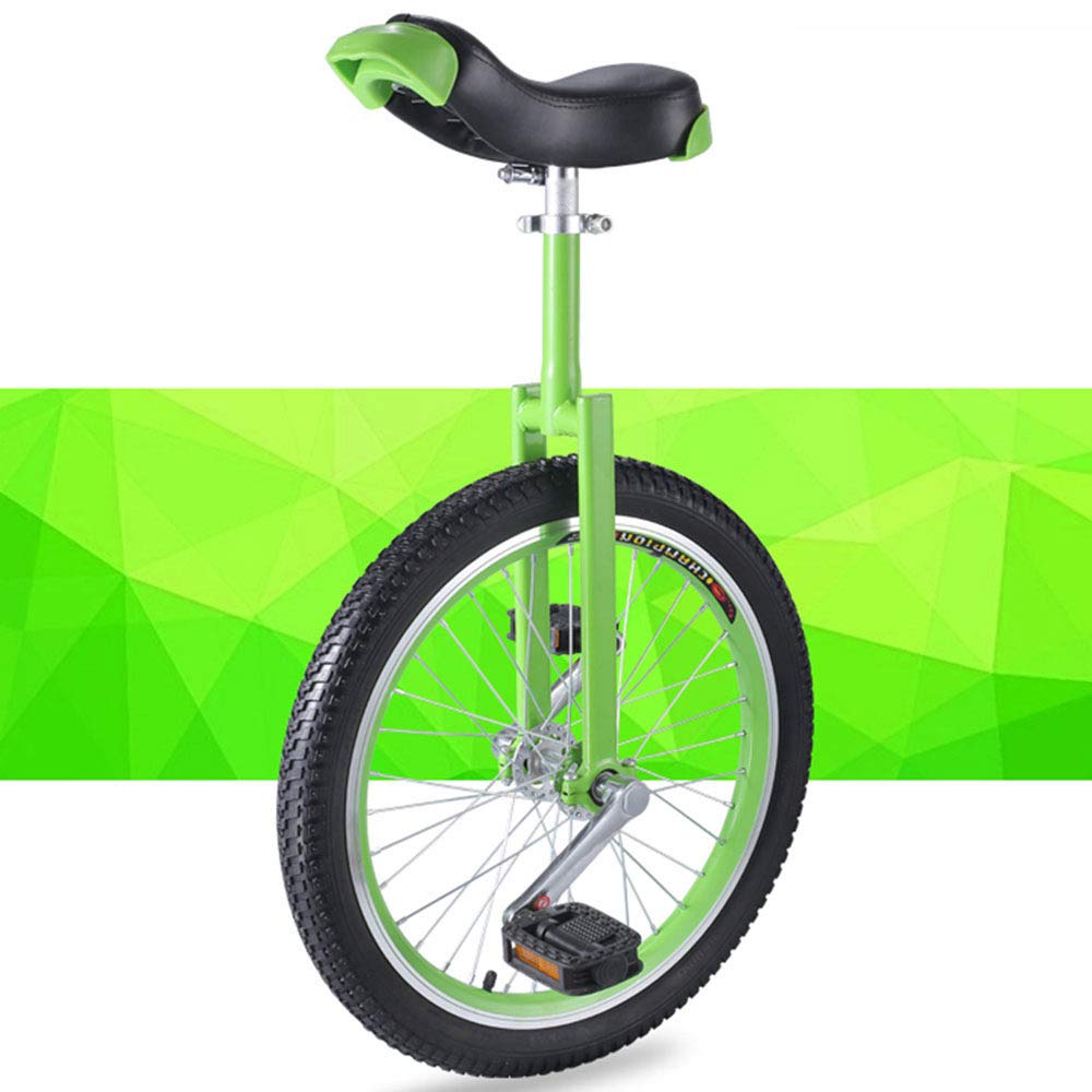Monocycles, Monocycle 20/18/16 Pouces, siège réglable, pneus antidérapants, avec Support de Rangement Robuste, équilibre, Exercice Cyclisme, Fitness for Adulte(Green,16inch)