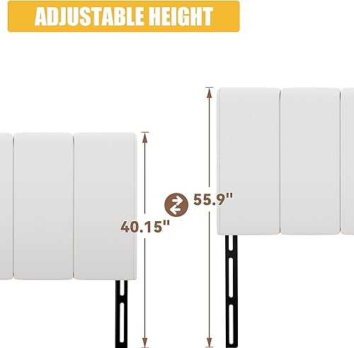 Miniatura 5 de Yongchuang White Headboard King Size Upholstered Faux Leather Headboards King Bed Headboard Adjustable Height Head Board Panels Blanco,Blanco