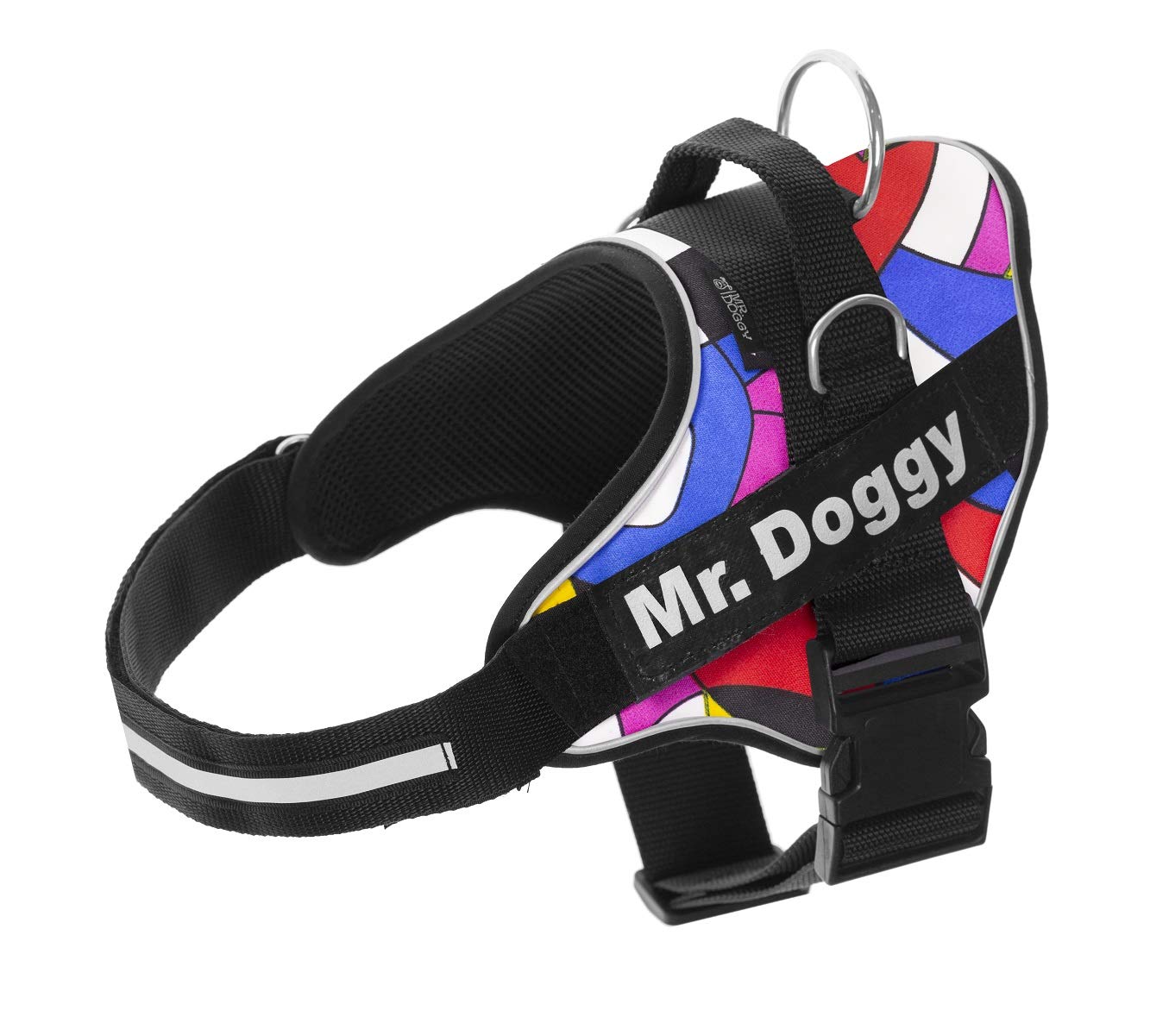 Personalised Dog Harness – Printed – Reflective – Includes 2 Customizable Name Tags – All Sizes (XS 3-7 kg, Printed)