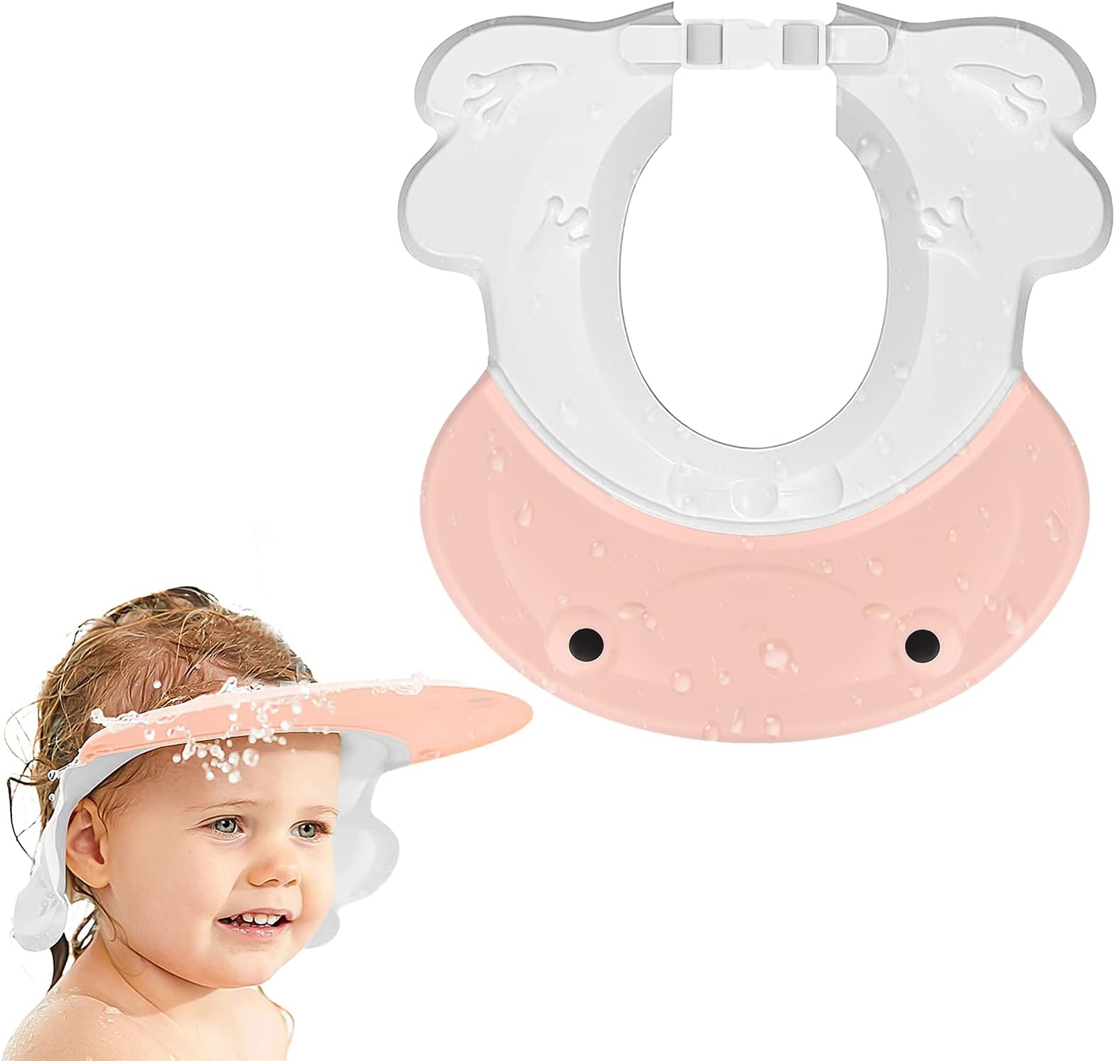 Xzeemo Duschhaube Kinder Augenschutz, Baby Sicherer Shampoo Cap, Haare Waschen Ohne Tränen, Bade Schütz Weiche Kappe Hut, Shampoo Kappe für Kinder Kopfumfang über 38cm (Pink)