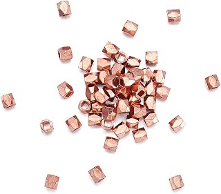 Pandahall 50pcs 3x3mm Faceted Rondelle Spacer Column Nugget Beads Rose Gold Cube Hole: 1.5mm for DIY Jewelry Making