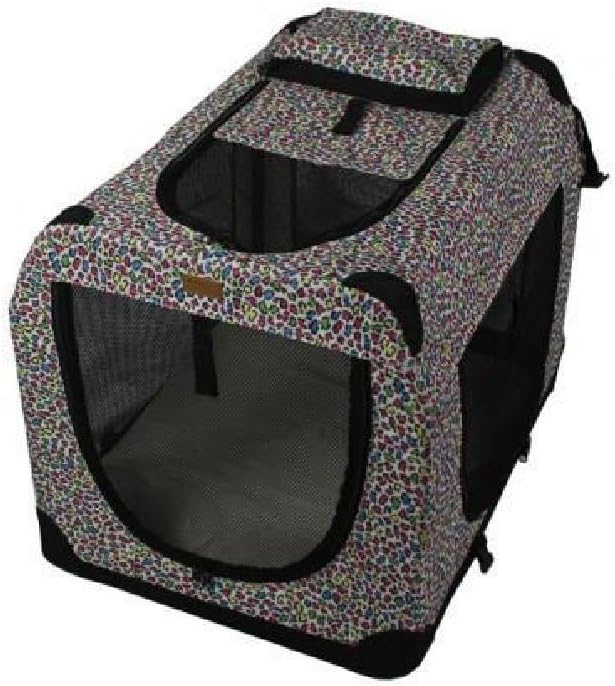 42"Pink Leopard Portable Pet Dog House Soft Crate Carrier Cage Kennel Free Carry