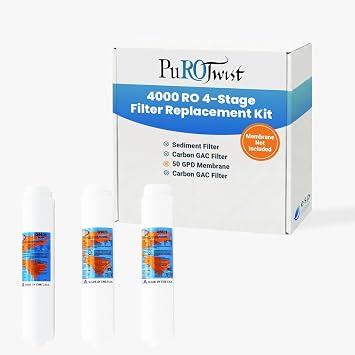 PuROTwist 4000 RO Filter Replacement Kit, Sediment and Carbon Filters