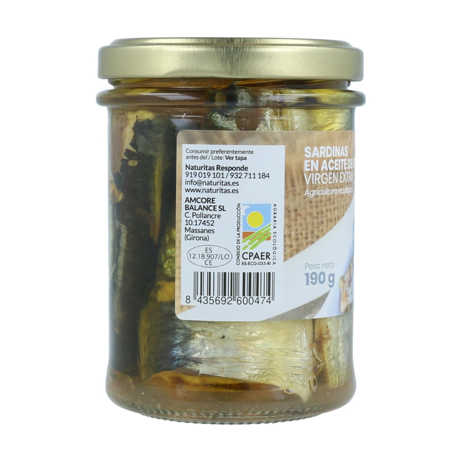 Sardine in Olio Extravergine di Oliva Biologico 190g Naturitas Essentials | In filetti | Sardine in scatola | Senza OGM