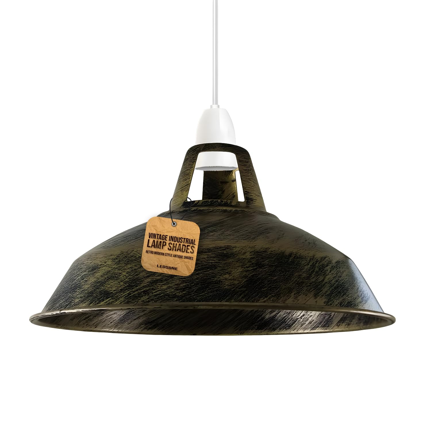 LEDSone Vintage Industrial Pendant Lights Metal Lamp Shades in a Retro Modern Style Antique Shades for Ceiling Lights Lampshades for Lights in Bedroom Kitchen and Bathroom, Brushed Brass — image 1