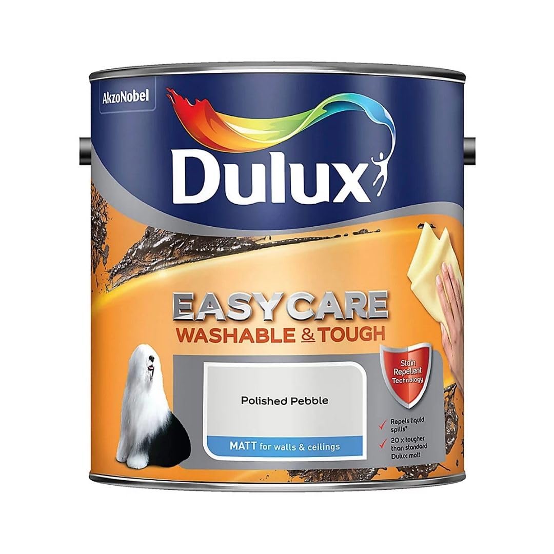 Polished Pebble Dulux Easycare Matt Emulsion Paint 2.5L – Washable & Stain Resistant, Durable Matt Finish, Quick Dry, Low Odour Interior Wall & Ceiling Paint