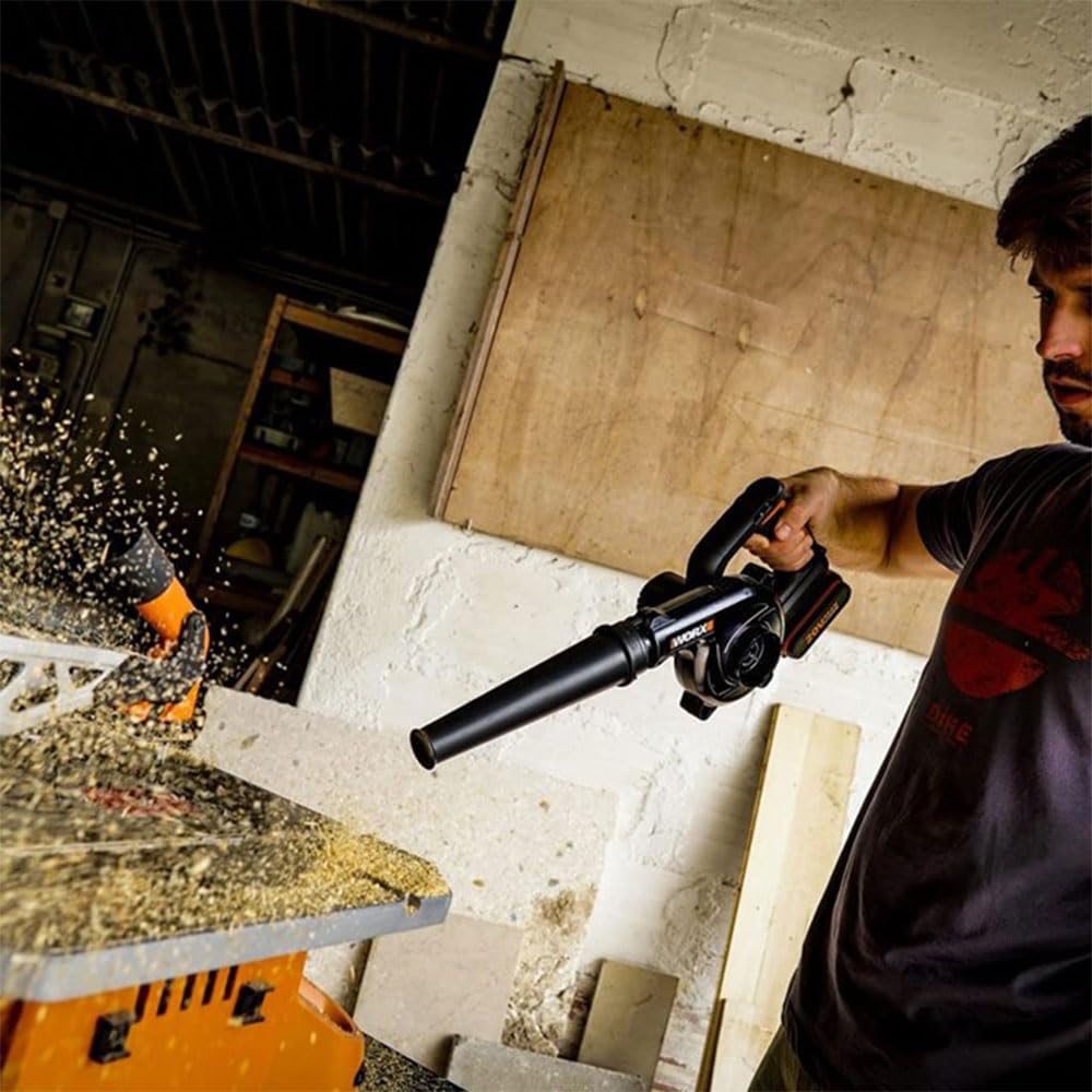 WORX Soplador Ligero 20V Máx. | PowerShare | WX094.9 | No Incluye batería ni Cargador| | 3 velocidades, ergonómico y Potente | Ideal para soplados de Taller Negro