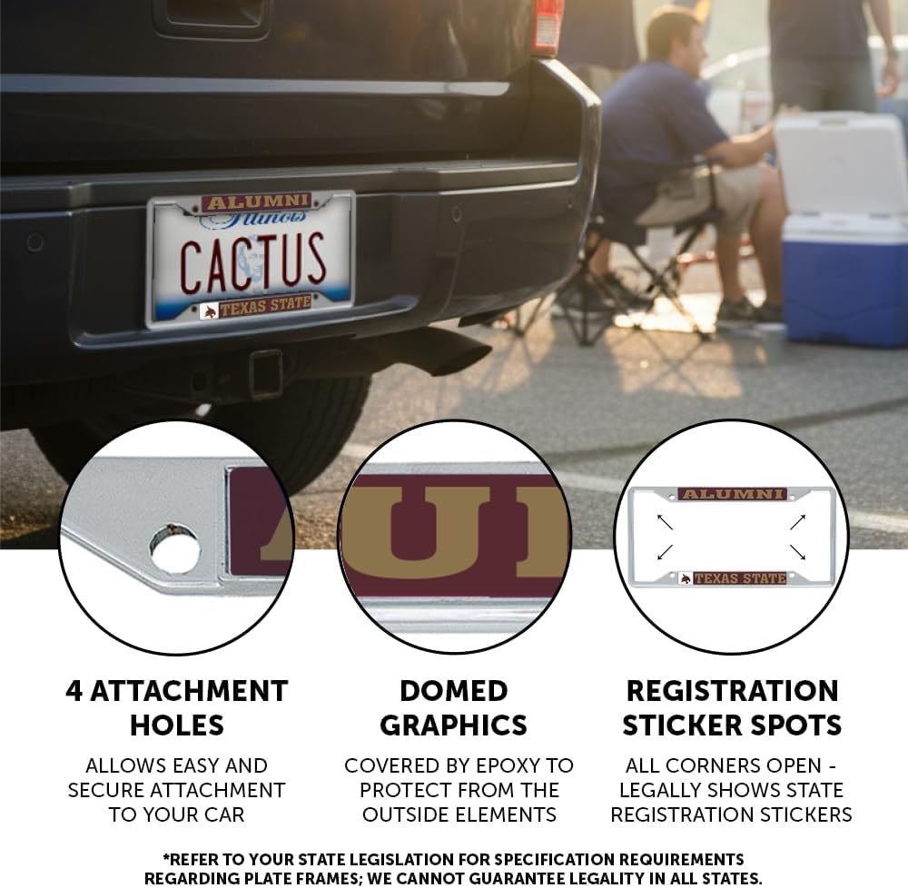 Desert Cactus Texas State University Car Accessories Bobcats Metal License Plate Frame and Tag Holder for Front or Rear of Car (Alumni) - Image 3